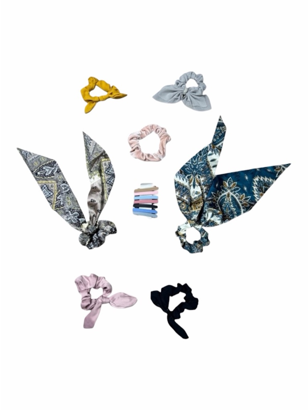 10/$25🦋 Lot of 7 Hair Scrunchies & 7 Hair Clip Barettes